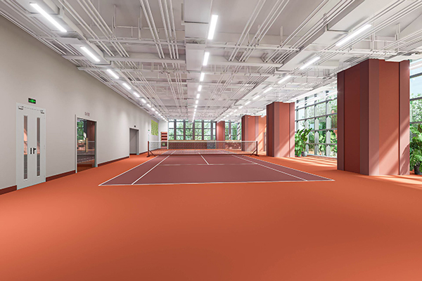 秋季天津某室内丙烯酸网球场地建设施工